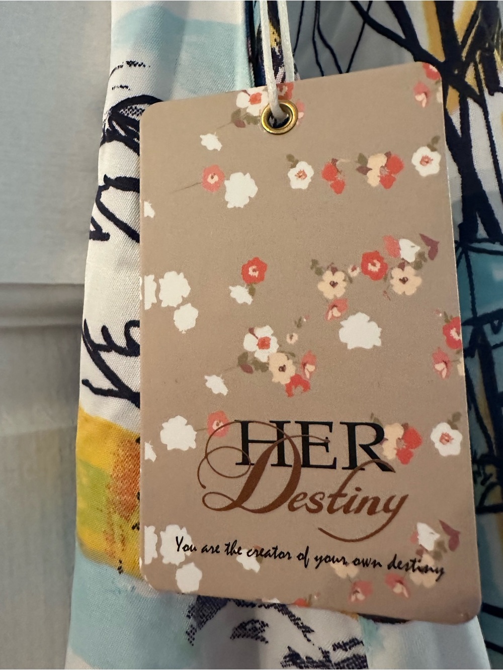 Her Destiny Scenic Mediterranean Santorini Tie Waist Midi Skirt BNWT Size Small - Picture 3 of 7